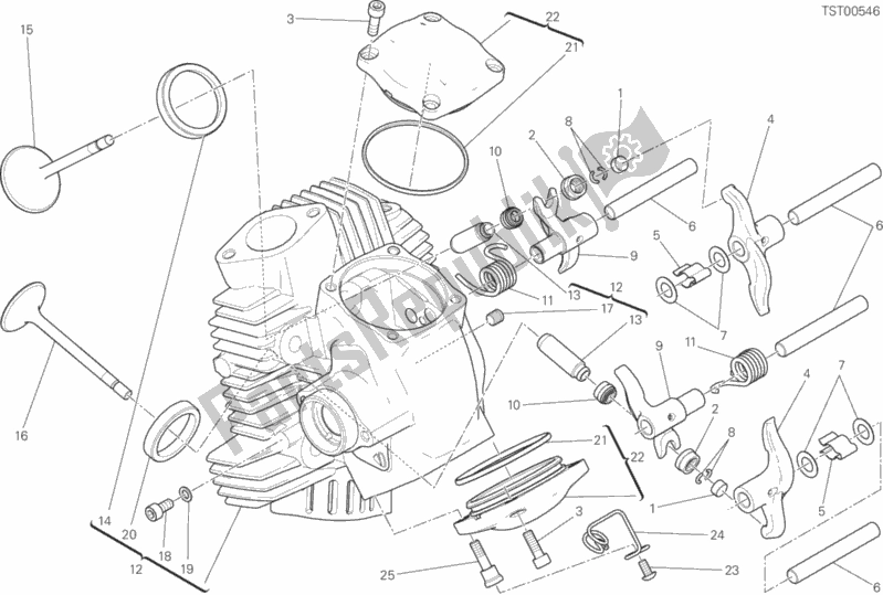 Alle onderdelen voor de Horizontale Kop van de Ducati Scrambler Flat Track Brasil 803 2018